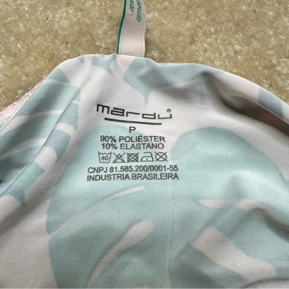 Mardu Pink Palm Leaf Print Bikini With Cropped Rash Guard S/M - Picture 4 of 6